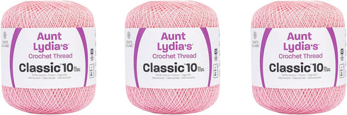 Aunt Lydia Classic Orchid Pink Crochet - 3 Pack of 350y/320m - Cotton - Gauge 10 - Crochet......