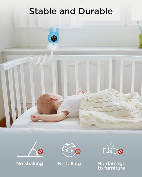 Baby Monitor Mount Smart Baby Monitor, 17 Inch Flexible Versatile Twist Baby Camera Mount for Cameras with 1/4 Threaded Holes, No Tools or Wall Da...