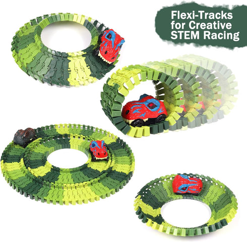 Track Set Toy 48PCS Christmas Birthday Gifts for 3 4 5 6 Year Old Kids Boys Girls Accessories Compatible with Race Track Building Kits...
