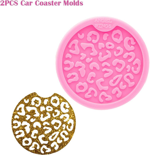 2PCS Silicone Resin Coaster Mold DIY Coaster Mold Crafts Casting Mold Coaster Clay Mold for DIY Handmade Coaster Round Coaster Silicone Mold Diame...