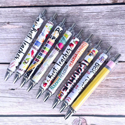 YJ PREMIUMS 8PC Teacher Pen | Fun Cute Funny Cool Best Pens for Teacher Set Pack Teach Love Inspire Writing School Sayings Preschool Appreciation ...