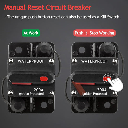 3 Pack 200 Amp Circuit Breaker Manual Reset Wire Lugs Copper Washer for Car Marine Trolling Motors Boat ATV Manual Power Protect for Audio System ...