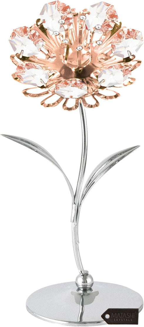Matashi for Mom, Girlfriend - Sunflower Figurine, Rose Gold Crystal Studded Flower Figurines - Tabletop Showpiece for Grandma...