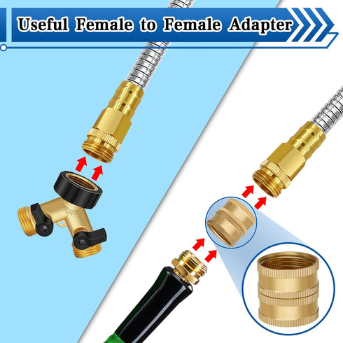Short Water Hose 3 feet, 3/4'' GHT Female to Male Metal Water Hose, 3ft Garden Hose with Female to Female Metal Connector, Flexible & Lightweight ...
