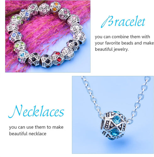 Rhinestone European Beads, 30pcs 10 Colors Large Hole Crystal Spacer Beads Loose Rondelle Charm Beads Crafts Supplies for DIY Snake Chain Bracelet...