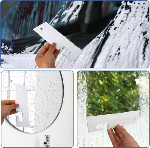 White Silicone Squeegee with Hanging Hook Mini Soft Window Squeegee Shower Small Scraper Squeegee Water Blade Glass Cleaning Squeegee for Shower D...