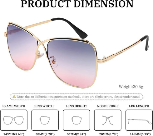 FEISEDY Womens Cute Sunglasses Oversized Butterfly X Shape Design Cateye Lady Sunglasses B2738...