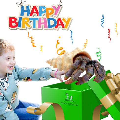Gemini&Genius Sea Animal Hermit Crab Action Figure Toy for Kids, Soft Rubber Realistic Ocean Crab Educational and Role Play Toys for Kids and Coll...