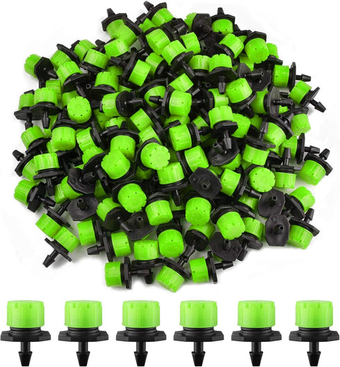 Kalolary 200Pcs Adjustable Irrigation Drippers, 1/4 Inch Barbed Drip Emitter 360 Degree Watering Sprinklers Anti-Clogging Drippers for 4mm/7mm Gar...