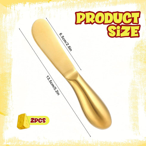 Butter Knife Golden Butter Knife Sst 2 Pcs Cheese and Butter Spreader Knive Set One-Piece Stainless Steel Butter Knife Spreader for Cold Butter Ch...