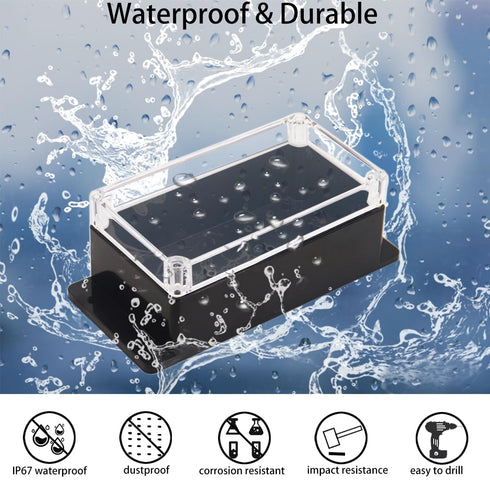Junction Box IP65 Waterproof ABS Plastic Electrical Project Case Power Junction Boxes, Clear Cover Project Box with Fixed Ear 6.22x3.54x2.36 inch ...