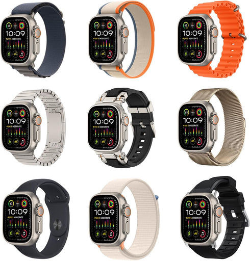 amBand Metal Case Screen Protector for Apple Watch Ultra 2/Ultra 49mm, W3 Rugged Bumper Thin Frame + 9H Tempered Glass Film + Ceramic-Like Back Co...