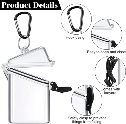 4 Pack Waterproof ID Card Badge Holder Case Clear ID Holder Waterproof Card Holder for Swimming with Lanyard and Keychain for Id Badges Credit Car...