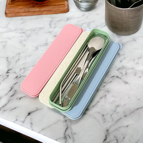 11 Pcs Reusable Utensil Set with Case - Stainless Steel EDC Cutlery Set for Travel, Camping, Picnic & Outdoor Activities – Perfect Lunch Box Acces...