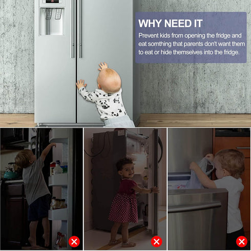High-End Full Metal Fridge Lock - Stronger and More Durable Than Plastic Locks! Keep Your Children Safe with This Refrigerator Lock for Cabinets, ...