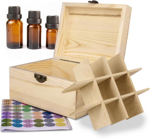 Essential Oil Storage Box High Capacity Wooden Essential Oils Display Organizer Stand Holder for 15 ml Bottles Nail Polish Collection....