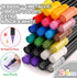 24 Dual Tip Acrylic Paint Pens Markers, Metallic and Extra Black & White Paint Pen with Fine Tip & Brush Tip for Wood, Canvas, Metal, Rock, Glass,...