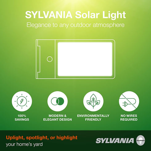 SYLVANIA Solar Flood Light Luminaire with Daylight Sensor, LED and Battery Included, 5000K, Daylight, Black Finish - 1 Pack (65000)...
