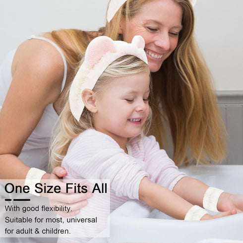 WHAVEL 3PCS Spa Headband and Wristband Set, Cute Cat Ears Headband for Washing Face Makeup Headband Face Wash Headband Wrist Bands(White 02)...