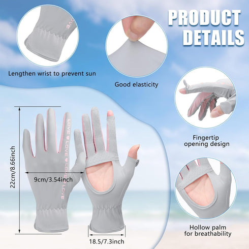Hercicy 2 Pairs Sun Gloves for Women UV Protection Summer Driving Gloves Full Finger Touchscreen Non Slip Gloves Outdoor Gloves for Women Girl...