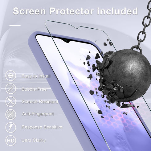 for Samsung Galaxy A15 5G Case, Silicone Phone Case with 1 Screen Protector, Soft Anti-Scratch Microfiber Lining, Full Body Shockproof Slim Cover,...