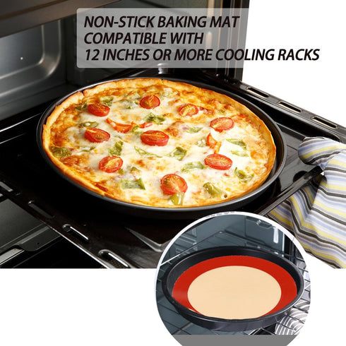 Silicone Baking Mats, Round Non-stick Silicone Mats for Pizza/Pie/Cake/Bread/Cookie, Reusable Sheet Liners for Baking Pans 2PCS (110mm, Red)...