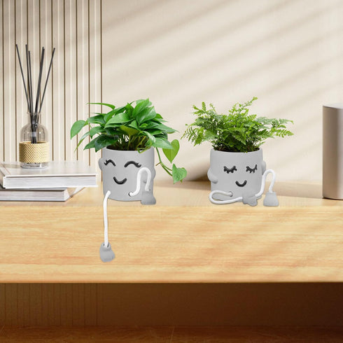 Uguisu Long Leg Planter, Cute Leg Hanging Smiley Planter, Succulent Planter, Fun Planter, Indoor Planter, Concrete Planter, Plant Planter Gift, De...