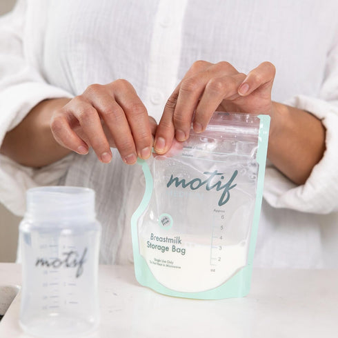 Motif Medical, Milk Storage Bags, 6 oz Milk Freezer Bag with Easy Pour Spout, BPA Free, Write-On Label - 90 Count...