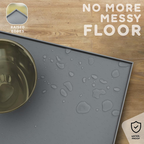 Dog Food Mat - Raised Edges Dog Mat for Food and Water Prevent Spill, Waterproof Cat Food Mat Protect Floors, Easy Clean Dog Bowl Mats for Food an...