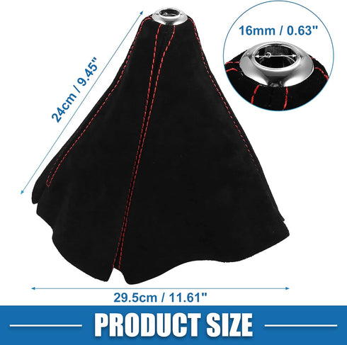 Car Shift Boot Cover Universal Gear Shift Knob Boot Dust Cover Suede Black with Red Line...