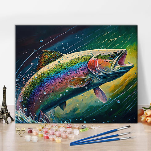 TUMOVO DIY Paint by Numbers Fish Paint by Number for Adults Paint by Number Kits on Canvas Colorful Animals Oil Hand Painting with Brushes and Acr...