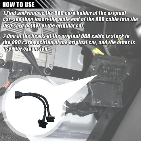 OBD2 Splitter Extension Cable Adapter, 16 Pin OBDII Extension 1 Male to 2 Female Extender Cord Adapter, Underdash Splitter Cable for Most Vehicles...