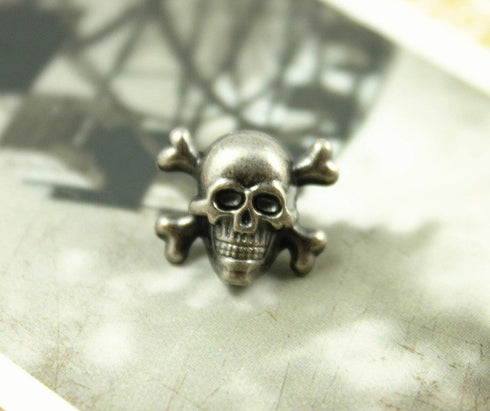 Bezelry 12 Pieces Skull with Cross Bones Gray Silver Color Metal Shank Buttons 14mm (9/16 inch)...