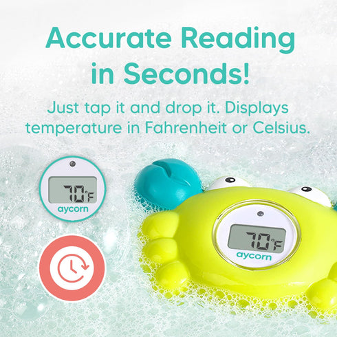 Aycorn Digital Baby Bath & Room Thermometer - Fahrenheit with LED Display & Temperature Warning - Infant Baby Bath Toys Floating Toy Thermometer...