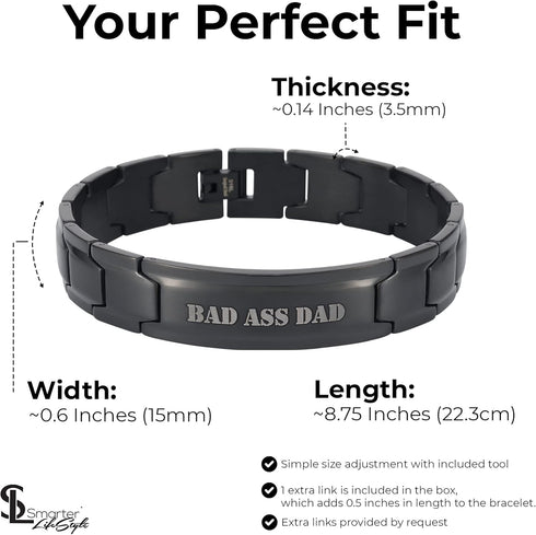 Smarter LifeStyle Stylish DAD Bracelet for Men - Wide Link Surgical Grade Steel Adjustable Bracelet for DAD, Mens Jewelry, Mens Bracelets Father's...