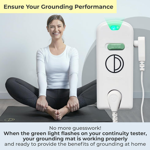 Grounding Continuity Tester for Earthing Products - Easy to Use Grounding Mat Tester with Green Light & Grounding Cord - Continuity Tester to Test...