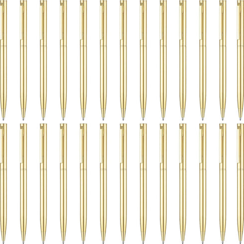 26 Pieces Slim Metallic Retractable Ballpoint Pens 1 mm Medium Point Black Ink Pen Nice Present for Wedding Business Office Supplies Teachers Stud...
