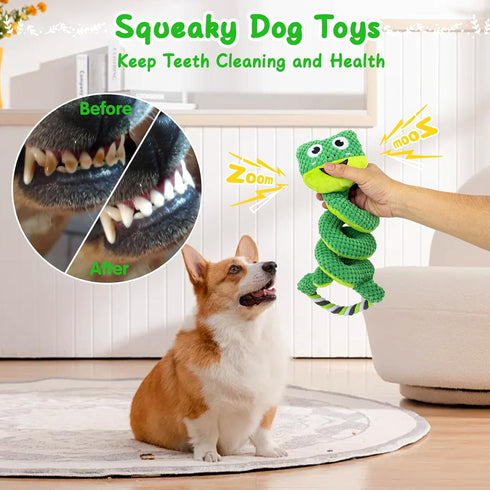 Interactive Dog Squeaky Toys, Plush Dog Chew Toys for Large Medium Small Smart Breed, Puppy Toys for Boredom and Stimulating, Tug of War Dog Toys ...