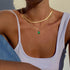 ACECHA Gold Layered Necklaces for Women, 18K Gold Plated Emerald Pendant Rectangle Necklaces for Teen Girls, Layering Choker Necklace Jewelry Gift...