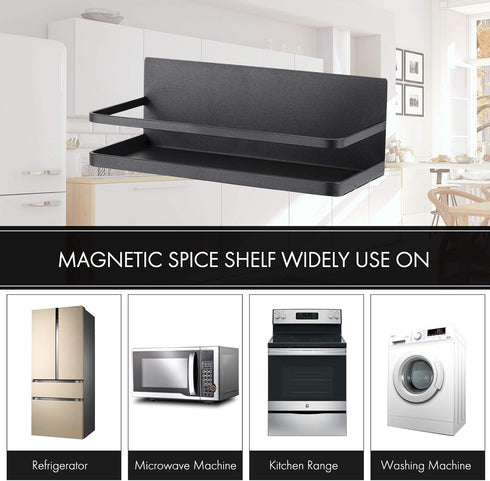 KES Magnetic Spice Rack for Refrigerator, Magnetic Shelf Spice Shelf for Kitchen, Fridge Shelves Space Saver 2 Pack Matte Black, KRR502-BK-P2...
