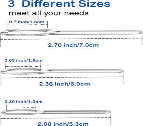 Orrdice 18+1PCS Large Eye Blunt Needles, Stainless Steel Yarn Knitting Needles, Sewing Needles, Crafting Knitting Weaving Stringing Needles,Perfec...