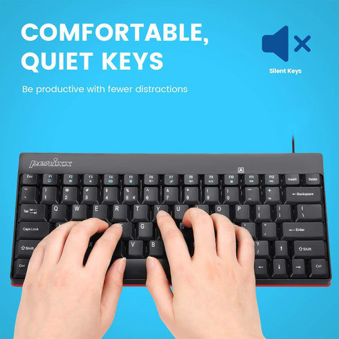 Perixx PERIBOARD-422 Wired USB-C Mini Keyboard, USB Type C Connector, Black, US English Layout...