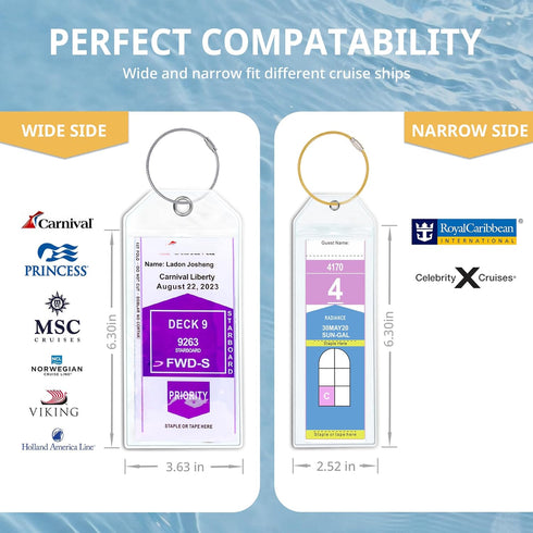 Cruise Ship Essentials for Carnival, Princess, NCL, MSC by JOLLYANTS, Cruise Luggage Tag Holders, Cruise Must Haves Waterproof & Reusable...