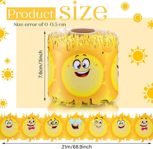 68.9 Feet Happy Sun Border Bulletin Board Border Flower Beach Sun Eucalyptus Paw Flag Hat Balloon Sailboat for Classroom Boards Wall Decor...