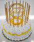 24 Count Tall Thin Metallic Gold Slow Burning Birthday Candles in Holders, and Matching Classy Cake Topper for Special Custom Birthday Cake Cupcak...