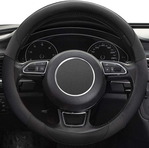 Xizopucy Black Microfiber Leather Steering Wheel Cover?Universal 15 inch Steering Wheel Covers for Car...