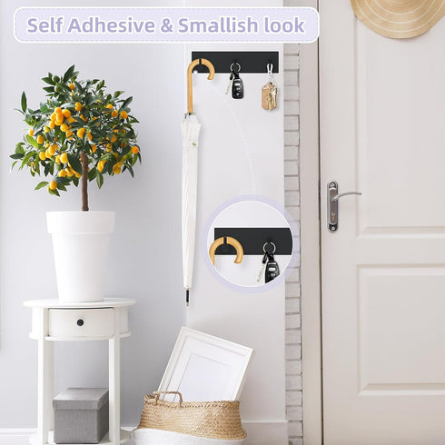 VIS'V Key Holder Wall Mount, Small Self Adhesive Key Hanger Metal Key Rail with 3 Key Hooks Key Rack Keychain Holder with Extra Adhesive for Entry...