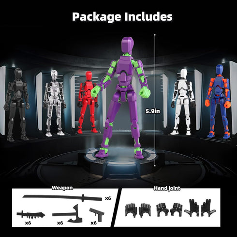 T13 Action Figure Set?6PCS Robot 13 Action Figure Dummy 3D Printed Toy Articulated Lucky for Modeling Collector Birthday Gift for Kid 3-8 Year?Req...