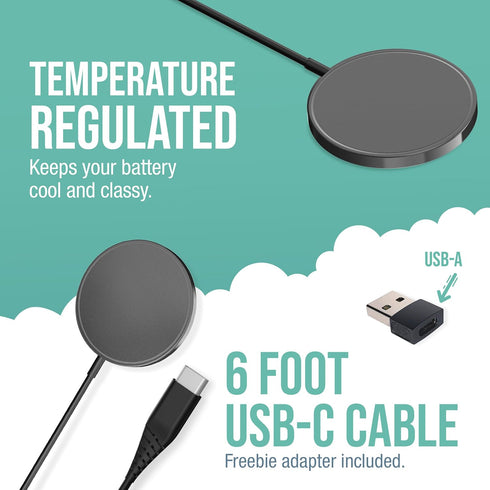 Smartish MagSafe Charger - Charge Dinghy - Magnetic Wireless Charger Fast Charging for iPhone 16/15/14/13/12 Series/AirPods Qi2 Certified [USB-C a...