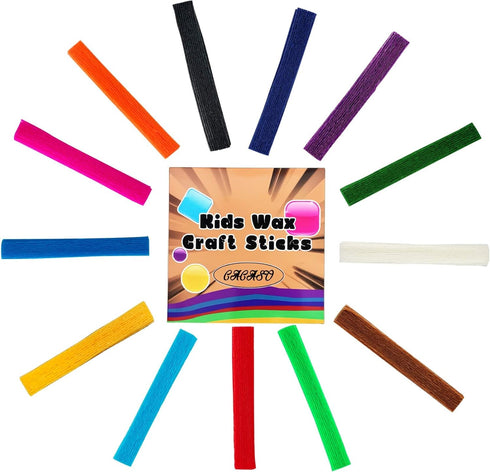 500 Piece Wax Craft Sticks for Kids - 13 Colors, Non-Toxic Wax String, Kid Bendable Sticky Sticks for Art Supplies, Crafts, DIY School Project...